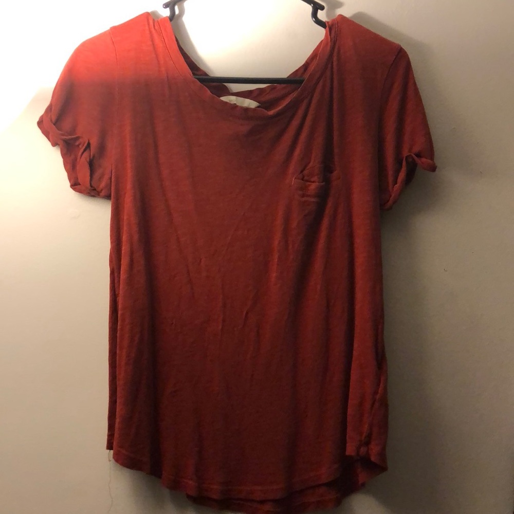 Orange Short Sleeve Shirt with pocket in the front